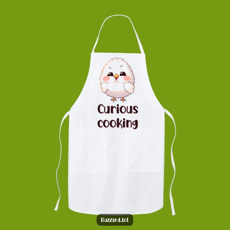 Funny Curious Bird Apron: Fluffy Chef's Inquiry, Playful Funny Gift