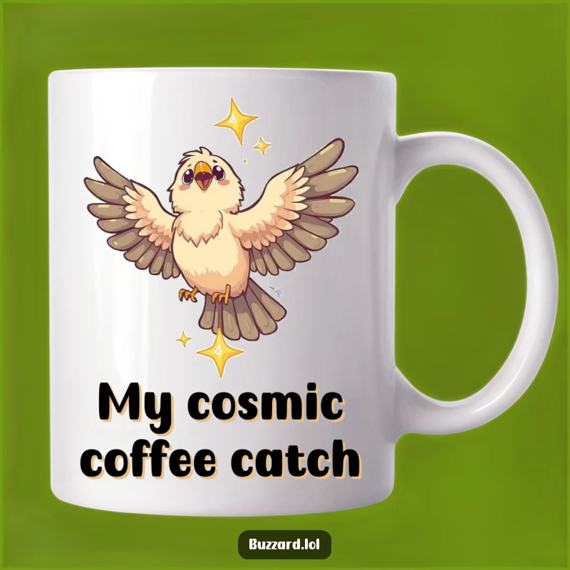 Funny Buzzard Catching a Star Mug: A Hilarious Cosmic Gift for Bird Lovers