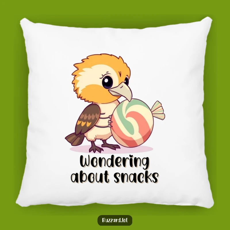 Funny Buzzard Candy Contemplation Pillow: Cozy Up with Curiosity
