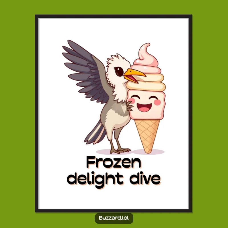 Funny Buzzard Ice Cream Digital Print: Instant Sweet Wall Art