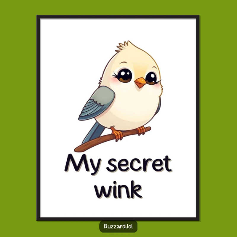 Funny Winking Bird Digital Art: Comical Bird's Playful Wink, Instant Funny Gift Download