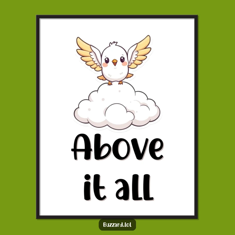 Funny Flying Bird Poster - Stylized Wall Art for Dreamers Gift