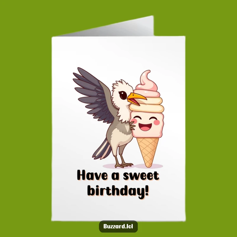 Free Printable Buzzard Ice Cream Birthday Card - Sweet & Funny Downloadable Gift