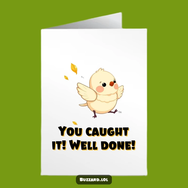 Free Printable Congrats Card: Bird & Leaf Chase, Humorous Downloadable Celebration!