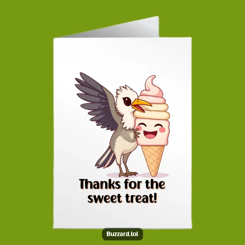 Free Printable Buzzard Ice Cream Thank You Card - Sweet Gratitude Downloadable Gift