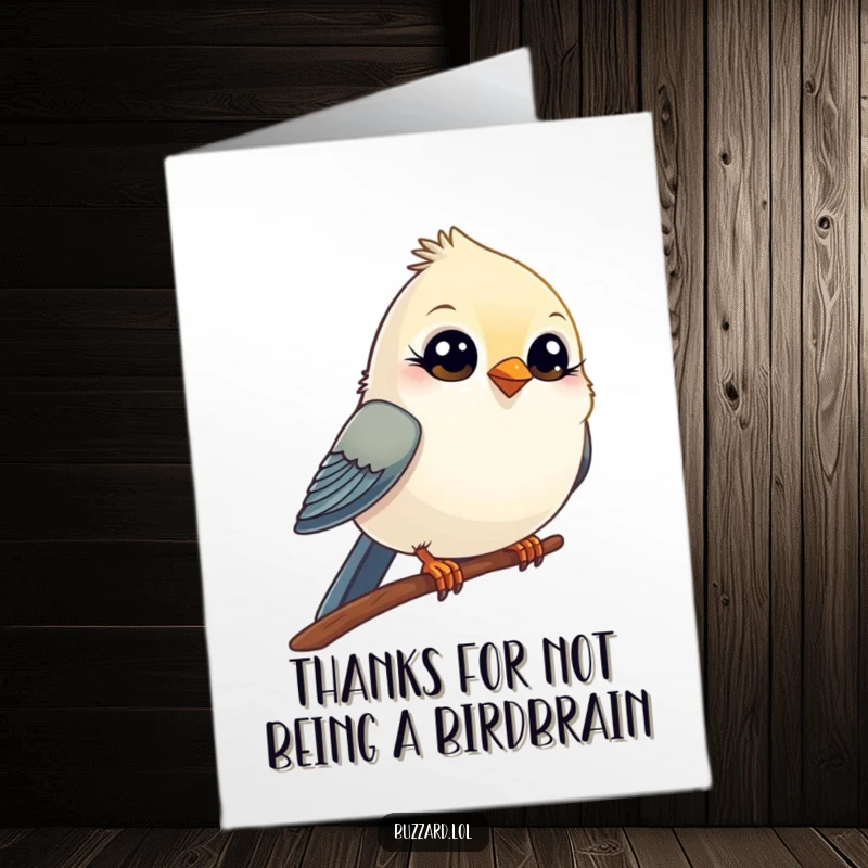 Funny Free Printable Thank You Card: Adorable bird winking from its perch, a humorous DIY way to say thanks.