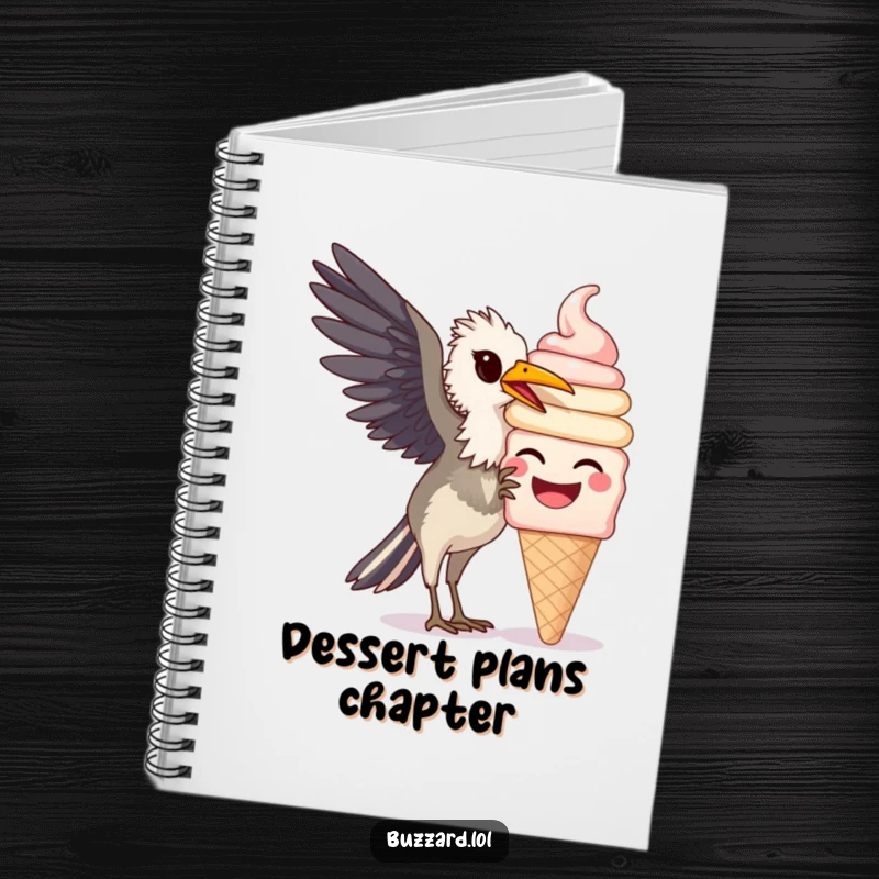 Funny Buzzard Notebook: A lined journal featuring a funny buzzard happily pecking at a huge, smiling ice cream cone.